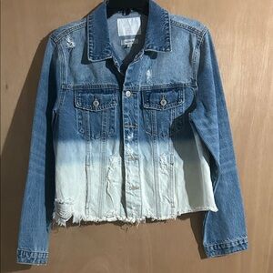 Vervet Women's Two-Tone Distressed Denim Jacket